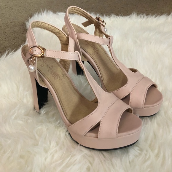 Shoes - Pastel Millennial Pink Platform High Heels